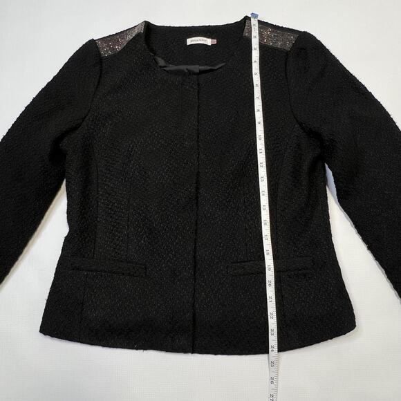 Bon'A Parte Jacket Womens 42 UK 16 Black Textured Lined Wool Blend Snap Front - Picture 8 of 12
